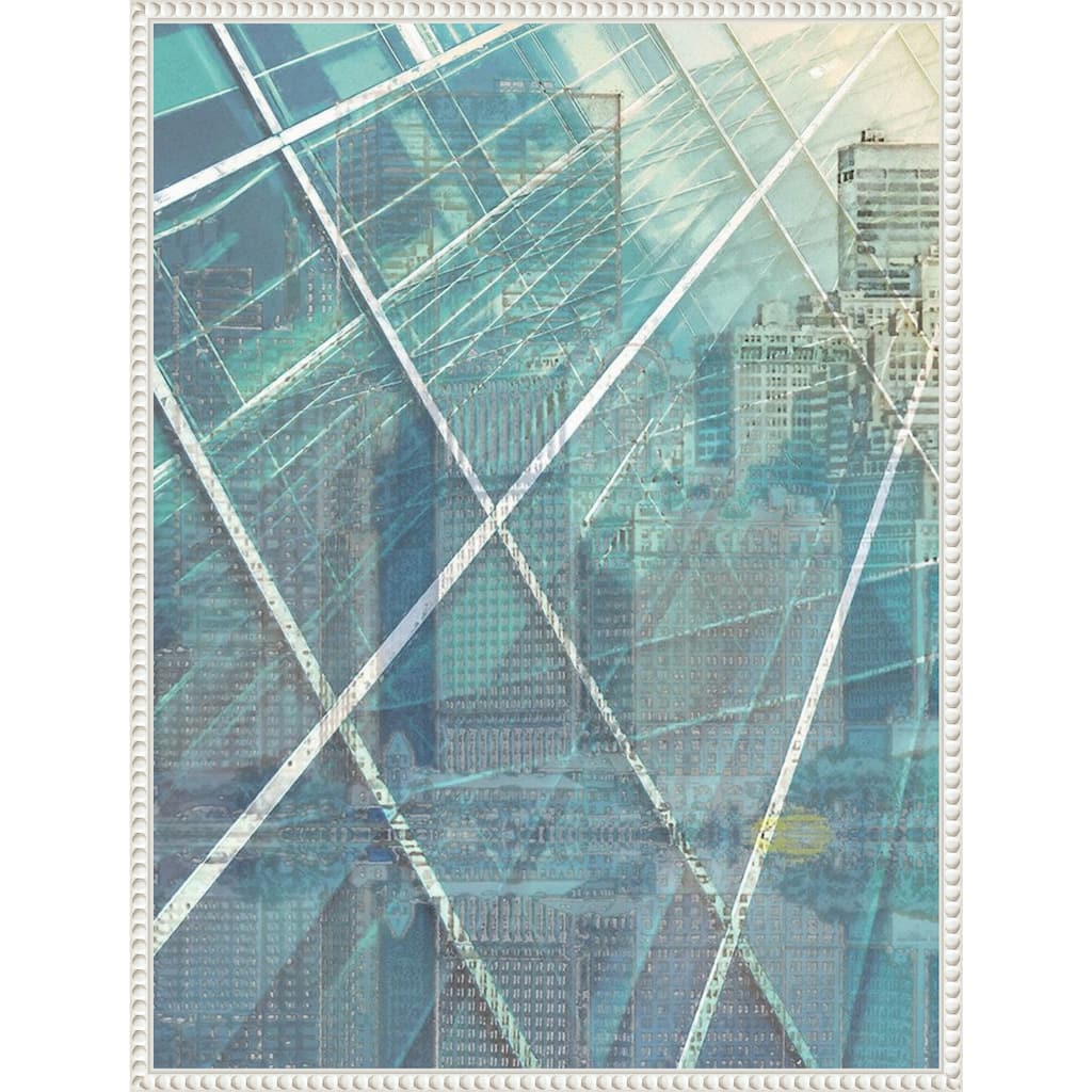 Cityworks III by Steve Hunziker Framed Canvas Wall Art Print - Sylvie Beaded White