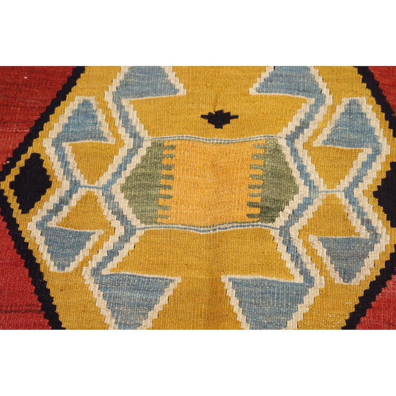 Kilim Qashqai Persian Vintage Rug Flatweave Tribal Wool Carpet - 5'5"x 8'1"