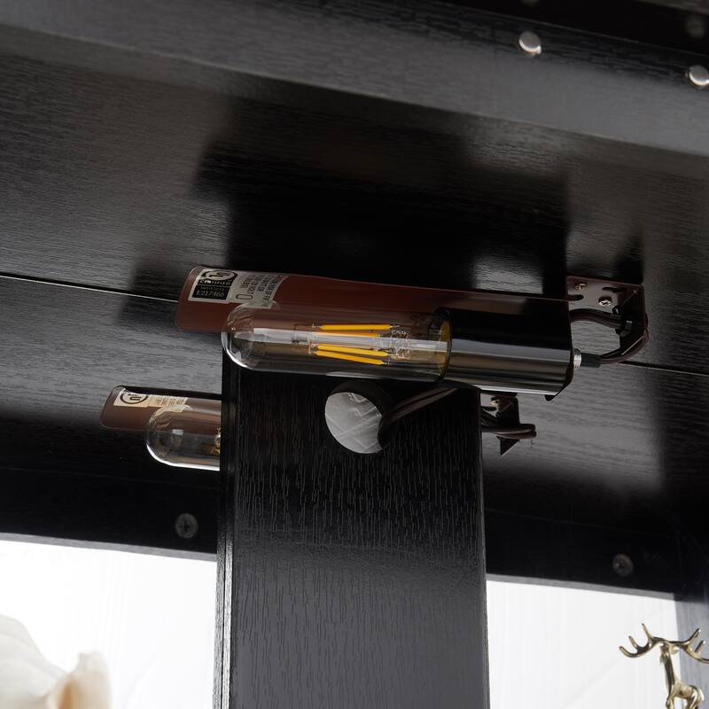 GDFStudio - Traditional Storage Lighted Curio Display Cabinet with Glass Doors and Drawer