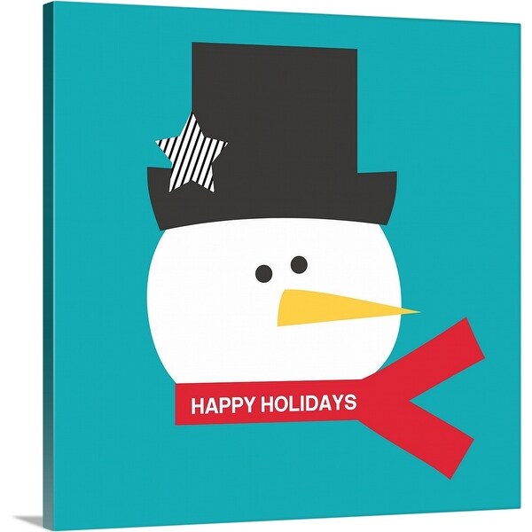 "Happy Holidays on Blue I" Canvas Wall Art