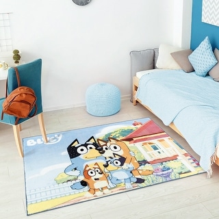 Licensed BBC Bluey Digital Printed Non-Slip Plush Polyester Youth Area Rug 3x5 - 3' 4" x 4' 6"
