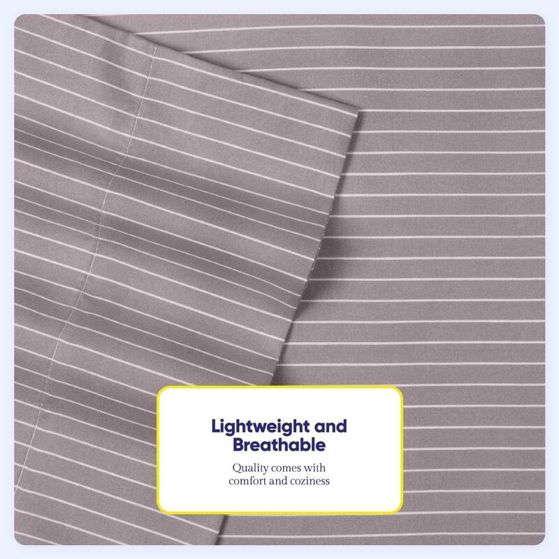6 Piece Loft Collection Modern Classic Pinstripe Bed Sheet Sets
