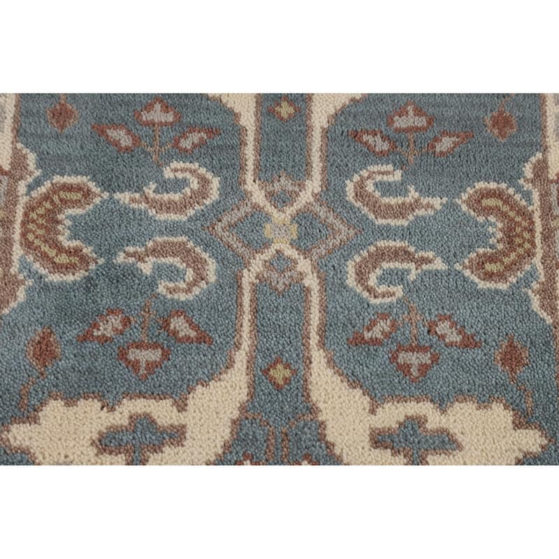 Light Blue Oushak Runner Rug Hand-Knotted Transitional Wool Carpet - 2'5"x 12'0"