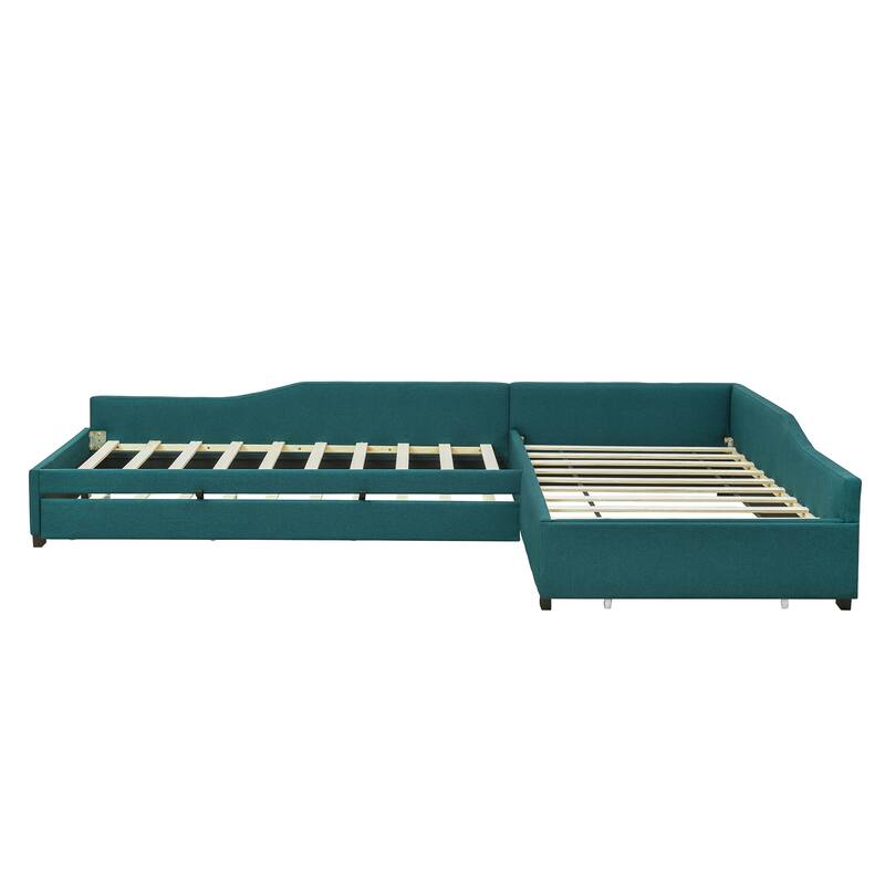 Green Upholstered Twin Daybed with Trundle and Storage Drawer