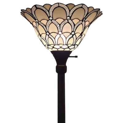 Tiffany Style 69" Jeweled Peacock Floor Torchiere Lamp Amora AM071FL14