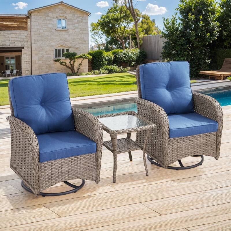 Gymojoy Patio Furniture Set Outdoor Wicker Swivel Glider Chairs Set