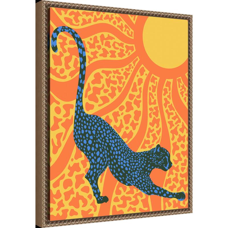 Sunny Stripes Cheetah Stretch by Kintsugi99 Framed Canvas Wall Art