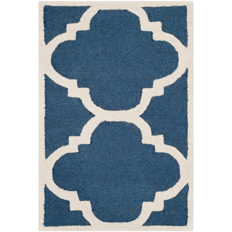 SAFAVIEH Handmade Cambridge Gullveig Modern Moroccan Wool Rug - 2' x 3' - Navy/Ivory