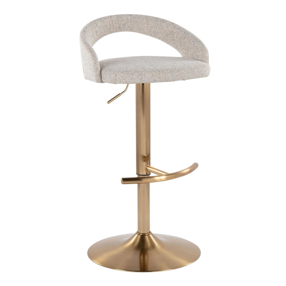 Grotto Upholstered Adjustable Barstool with Gold Base