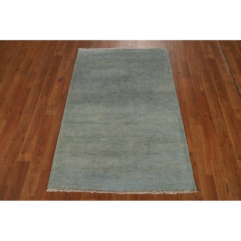 Hand Knotted Oriental 100% Wool Carpet Modern Modern Navy Blue & Blues Gabbeh Area Rug - 4' 1'' X 2' 8''