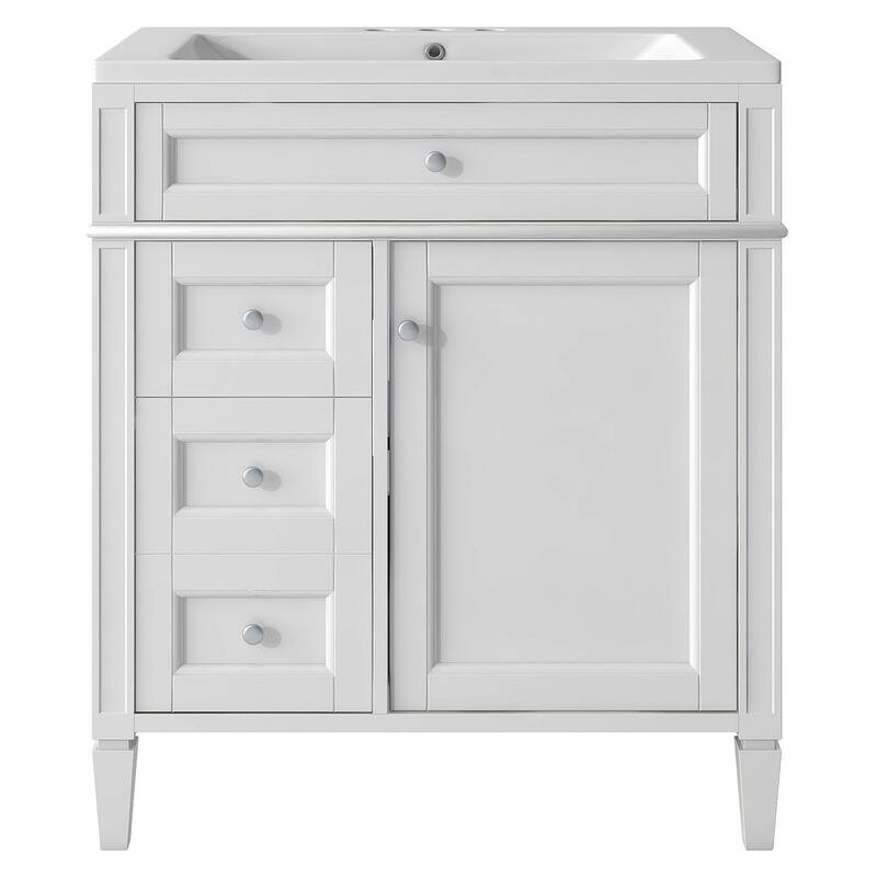 30" Modern Bathroom Vanity with Top Sink and 2 Drawers and a Tip-out Drawer