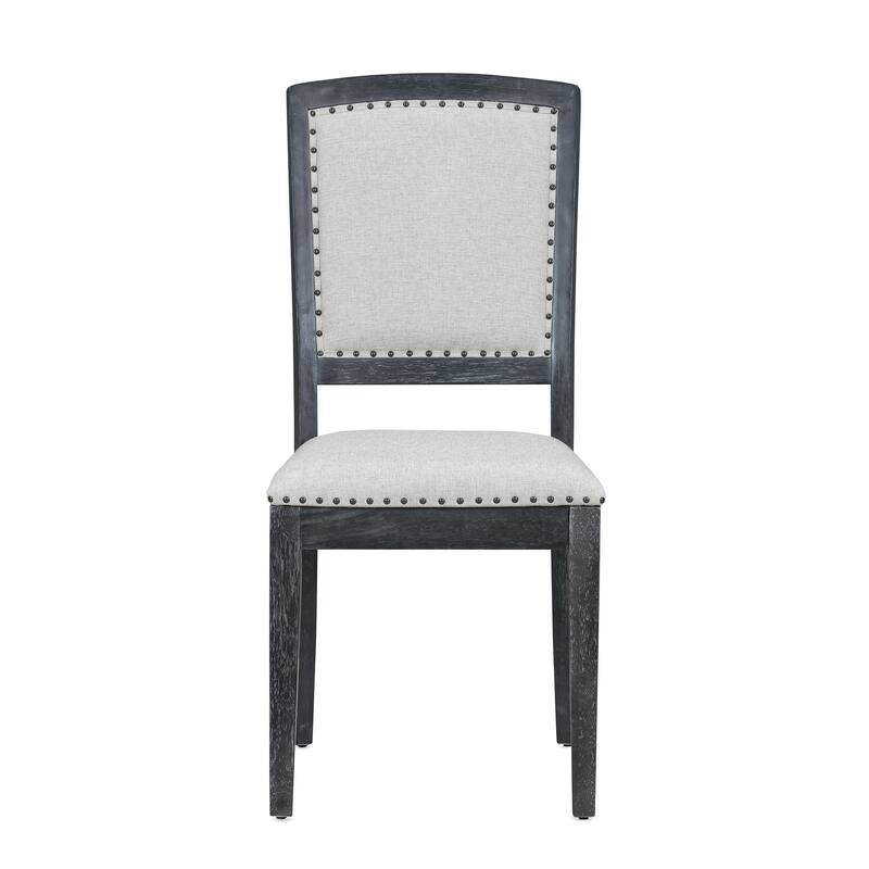 Black+ Gray 7-Piece Wooden Dining Table Set with Extendable Table & 6 Chairs