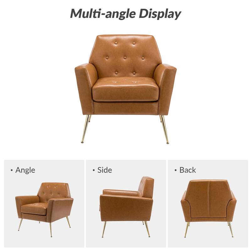 Mavortius Vintage Design Armchair with Button-tufted Back Set of 2 with Gold Legs