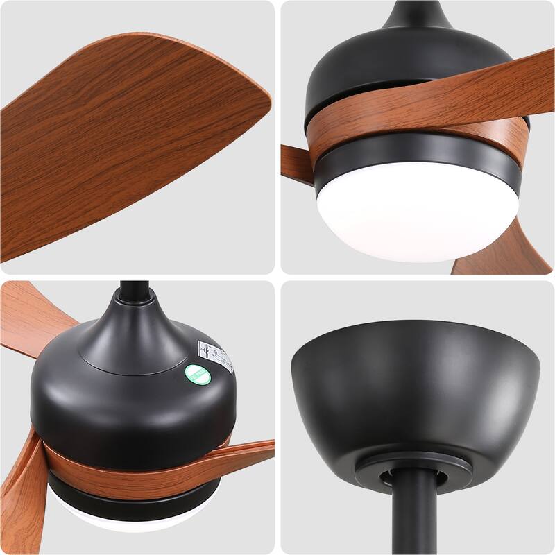 52" Smart Ceiling Fan with Light and Remote Control, 5 ABS Blades, LED Dimmable Optional