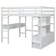 preview thumbnail 14 of 55, Full/Twin Loft Bed with Built-in Desk with Two Drawers, and Storage Shelves and Drawers, White/Gray