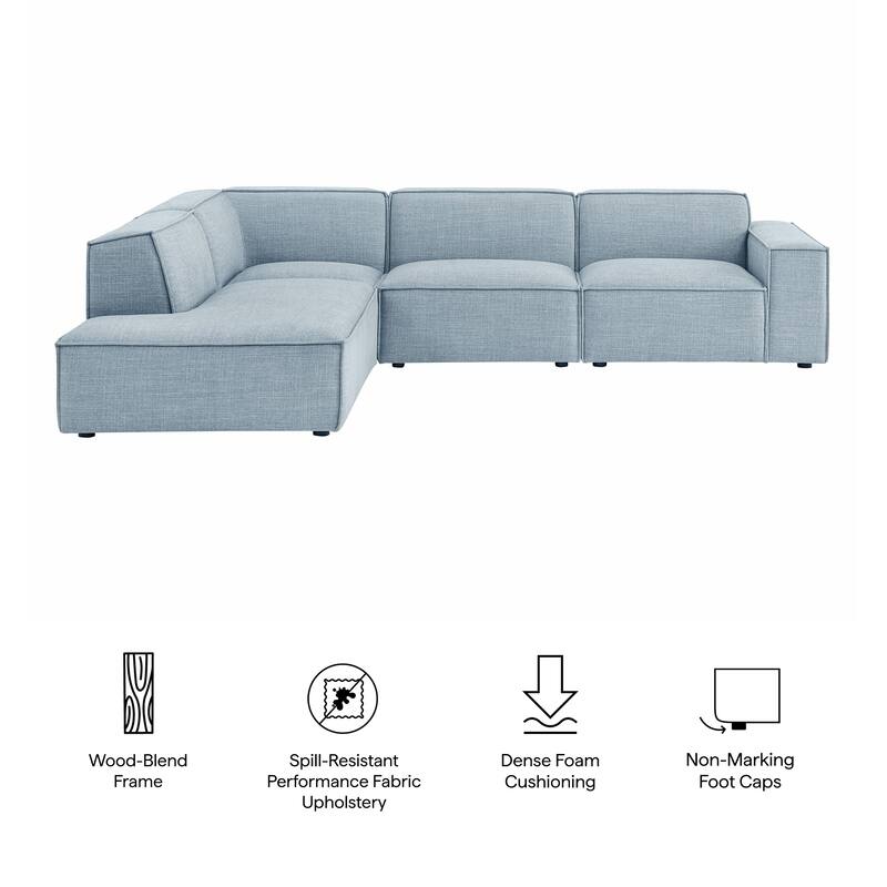 Restore 4-Piece Performance Fabric Upholstered Modular L-Shaped Sofa