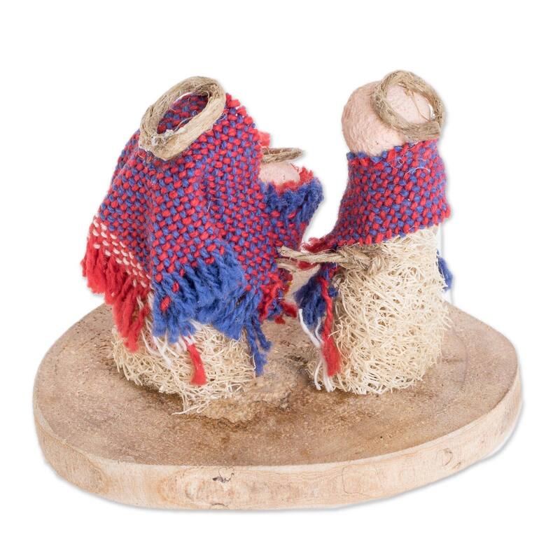 Novica Handmade Lovely Family Natural Fiber Nativity Sculpture