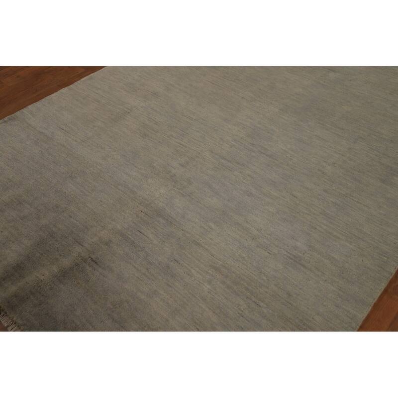 Gabbeh Modern Area Rug Handmade Green Oriental Wool Carpet - 5'7" x 8'0"