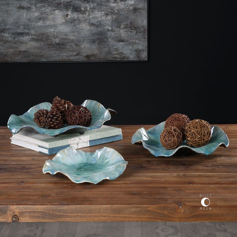 Uttermost Botanical 11" Wide Ceramic Wall Art by Billy Moon - Set of