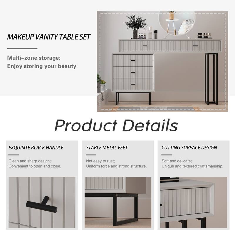 Eclife Makeup Vanity Desk Set with Drawers Storage Dresser Dressing Table for Bedroom