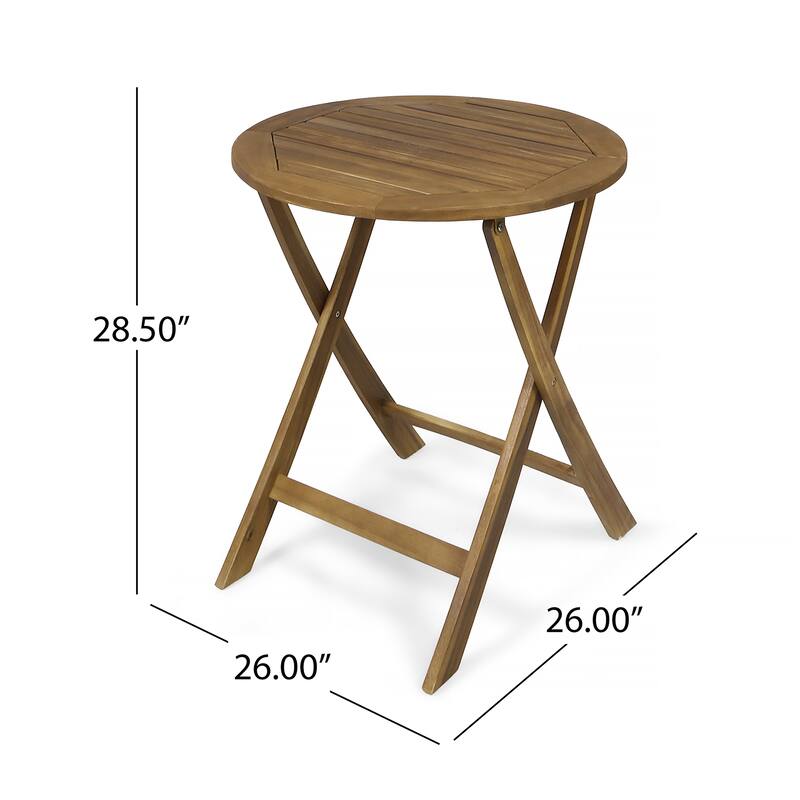 3 Piece Acacia Wood Patio Folding Bistro Set with Wicker Weave Seating and Backrest