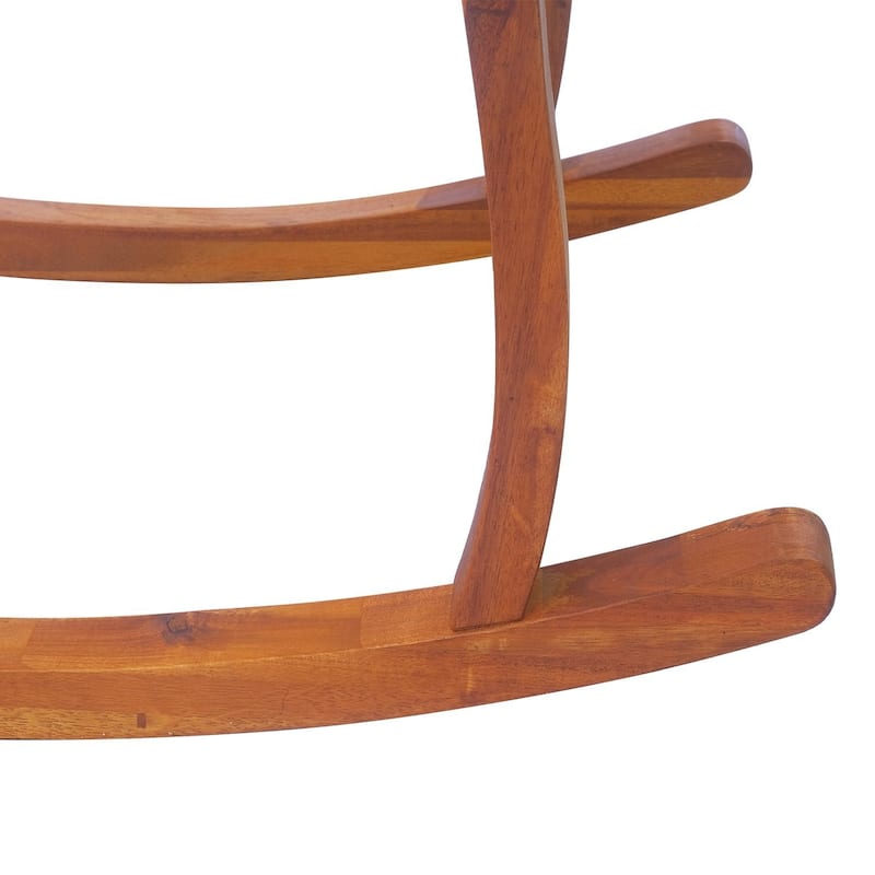 Outsunny Outdoor Patio Acacia Wood Rocking Chair with Cushioned Seat - White 1 PC