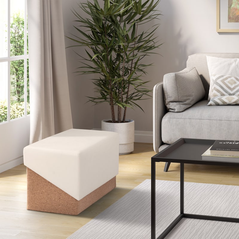 Seville Classics The Vineyard Collection Rectangular Cork Storage Trunk Ottoman - Cream