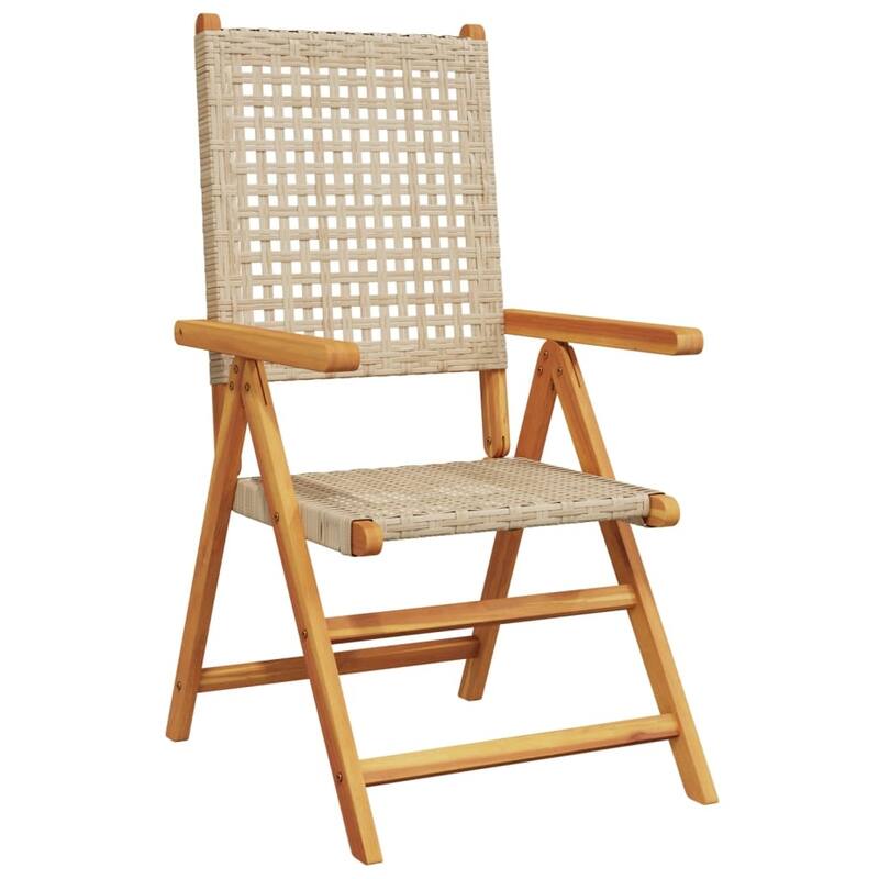 vidaXL Patio Chairs Garden Seating Furniture Solid Wood Acacia and Poly Rattan - 27.6 x 22.4 x 42.9