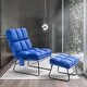 preview thumbnail 45 of 67, MCombo Accent Chair with Ottoman,Velvet Modern Side Pocket Metal Legs Club Chair,0014