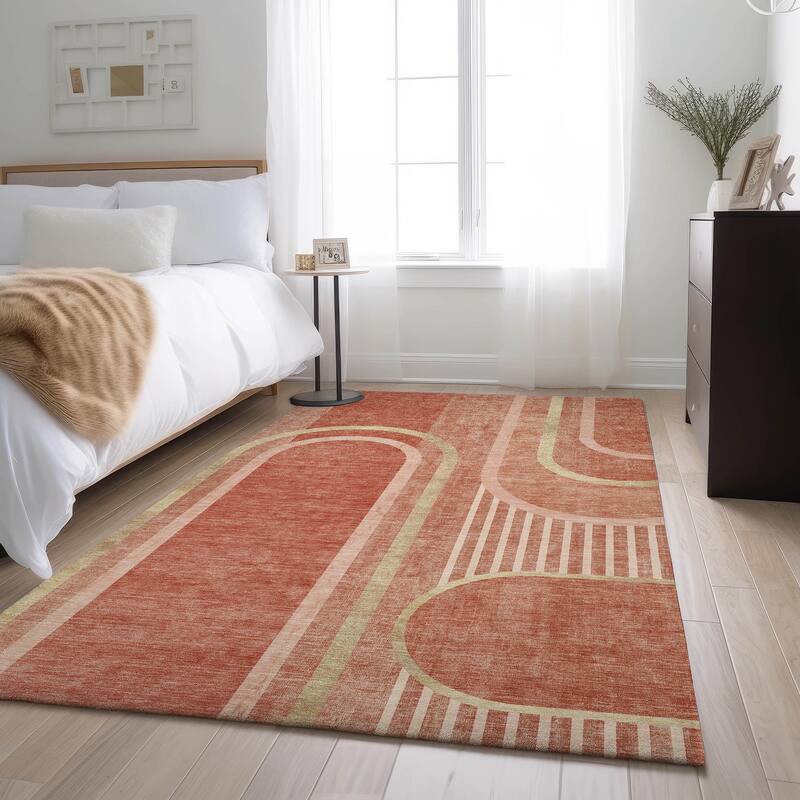 Premium Washable Super Soft Contemporary Deco Mayfield Rug - Salmon - 8' x 10' - Rectangle