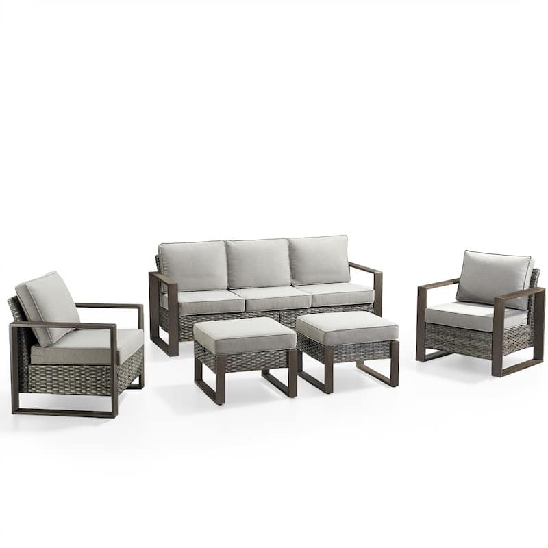 Gymojoy Patio Furniture Chair with Rattan Sofa Ottomans