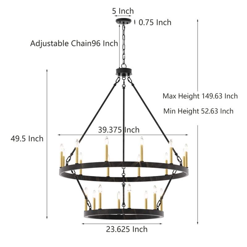 Acroma 20-light Modern Farmhouse 40In Round Wagon Wheel Chandelier with UL