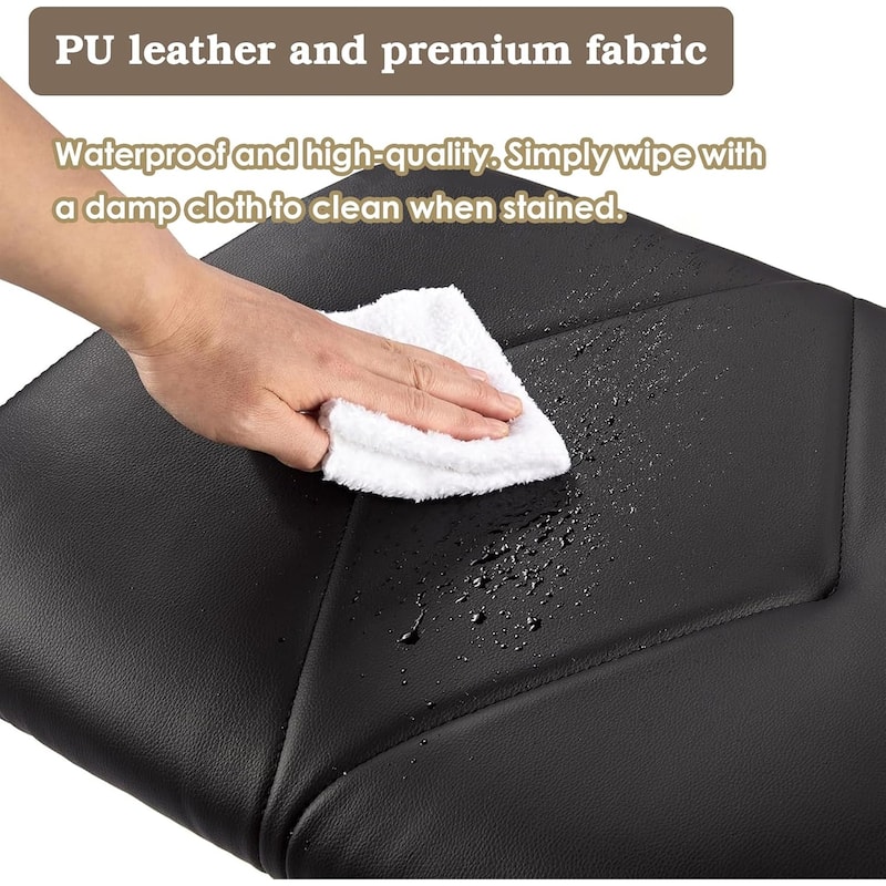 Upholstered Footrest, Height Adjustable Foot Stool, Leather Ottoman Vanity Accent Stools