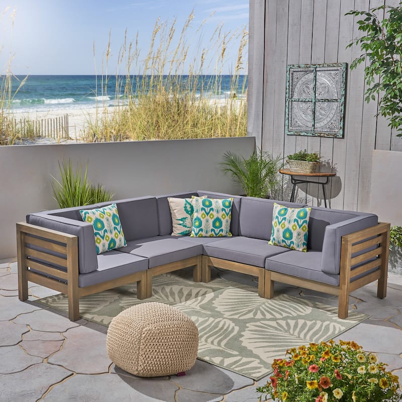 Oana Outdoor 5-seat Acacia Sectional Set by Christopher Knight Home