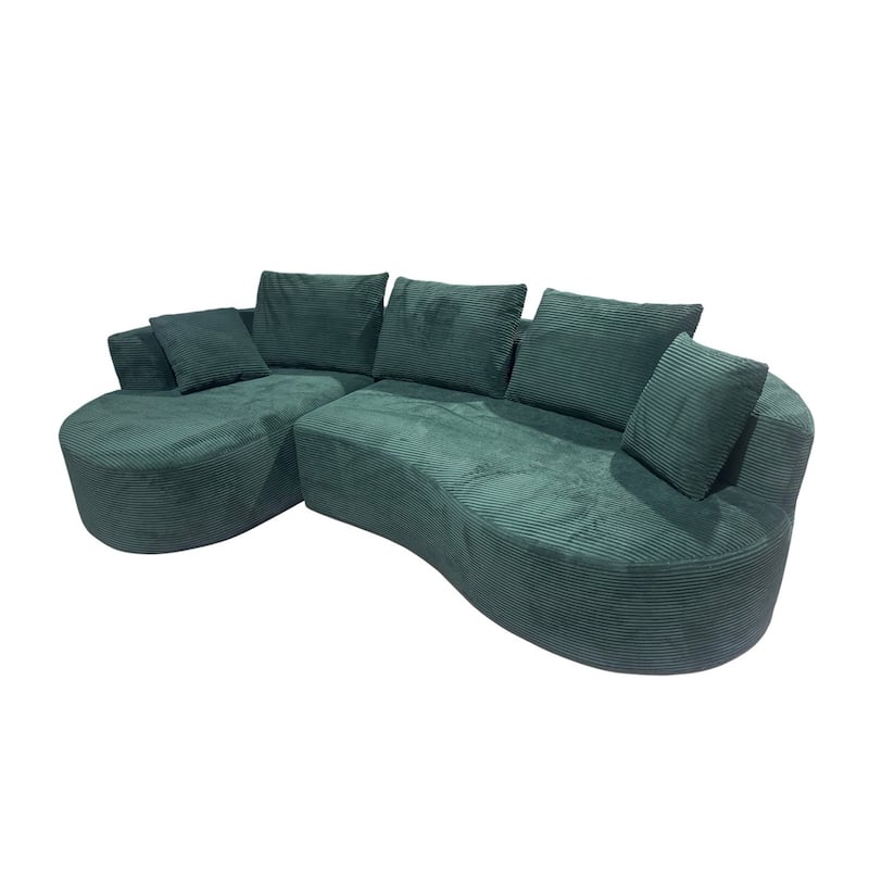 111.55" L-Shaped Corduroy Sectional Sofa, No Assembly Required