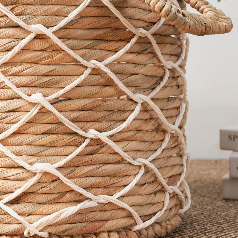 Hubertus Round Water Hyacinth Woven Basket with Handles - 18" x 18" x 15" - Natural Brown - 18" x 18" x 15"