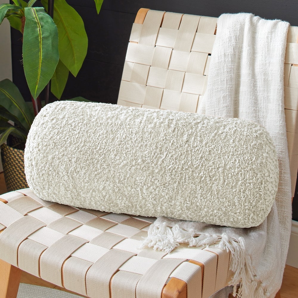 Sorra Home Indoor Soft-Textured Round Bolster Pillow