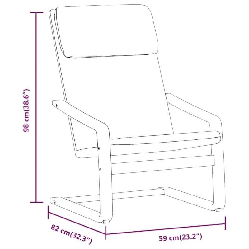 vidaXL Relaxing Chair Cream Fabric - 23.2" x 32.3" x 38.6" - Dark gray/white