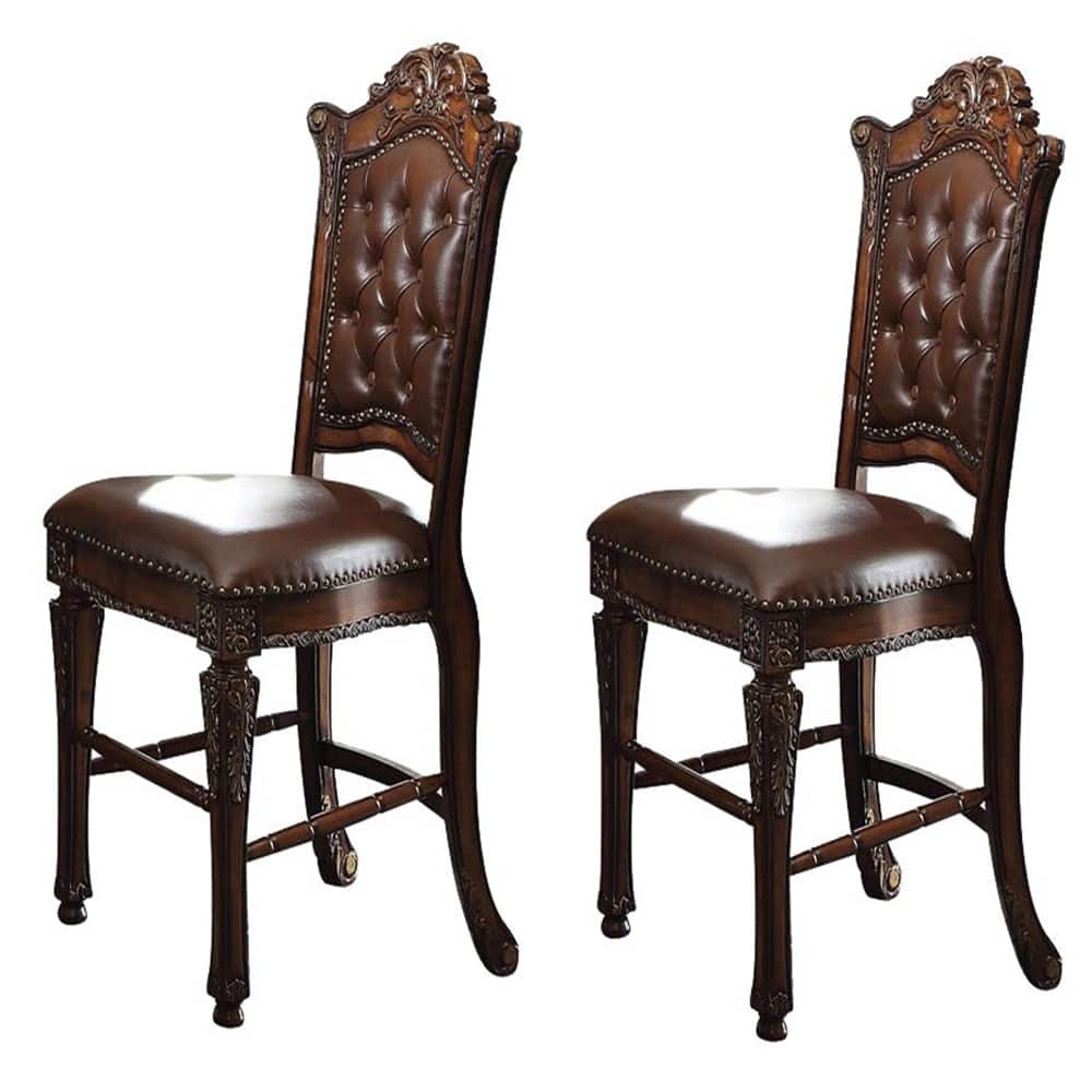 Cherry Counter Height Stools with Nailhead Trim (Set of 2)