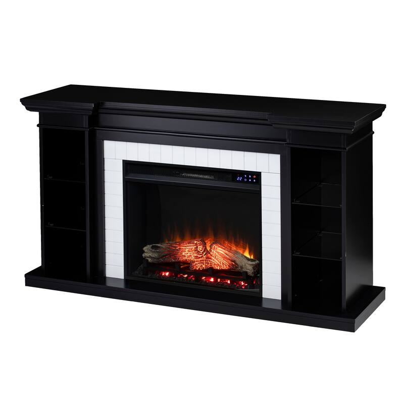 SEI Furniture Hazeltine Transitional White Wood Electric Fireplace