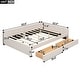 preview thumbnail 3 of 8, Linen Queen Size Upholstered Platform Bed with USB and 2 Drawers