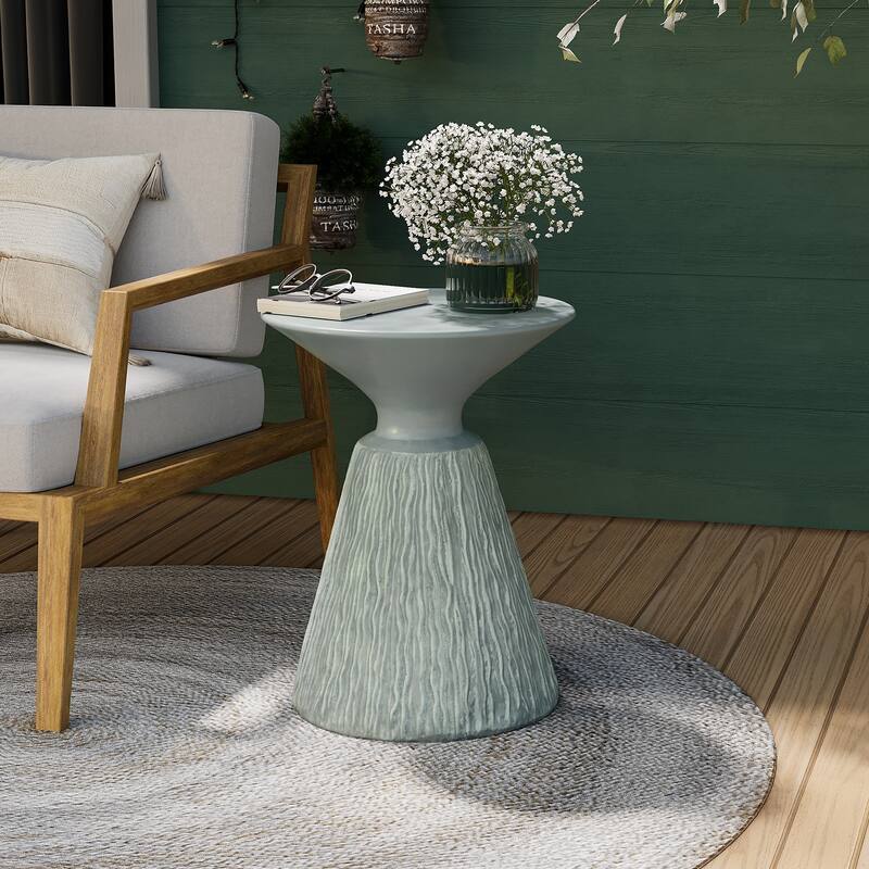 COSIEST Outdoor Patio Round Pedestal End Table, Side Table