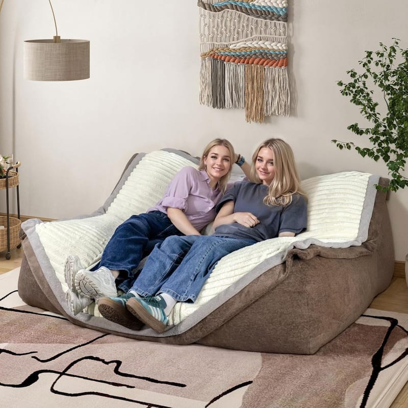 5.5Ft Oversized Bean Bag Chairs For Adults Chaise Lounge Chair For Bedroom Giant Bean Bag Sofa Couch Floor Sofa Bed