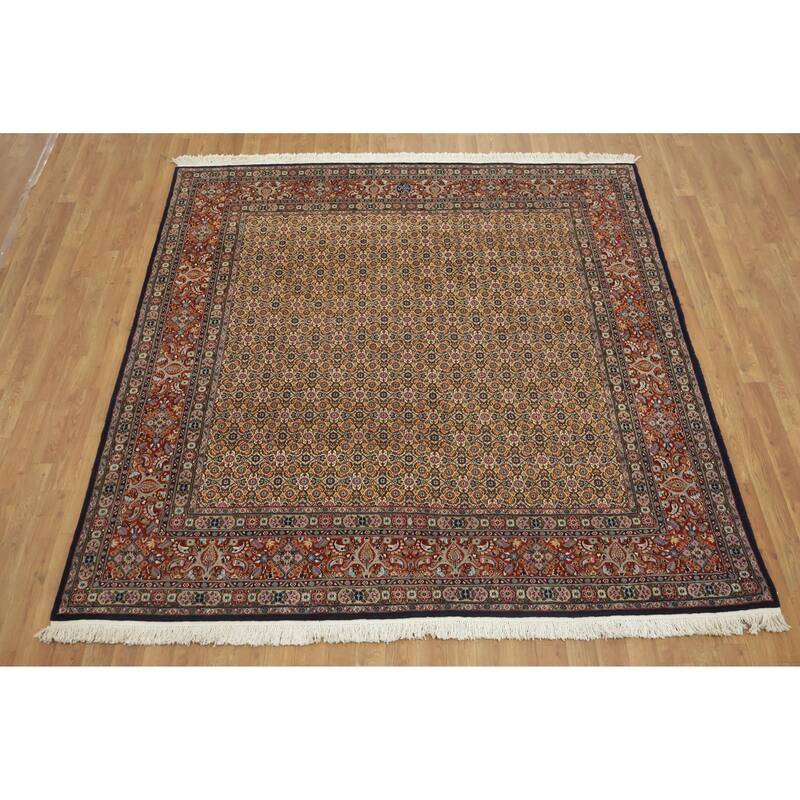 Hand Knotted Oriental 100% Wool Carpet Traditional All-Over Beige & Ivories Tabriz Area Rug - 6' 9'' X 6' 9''