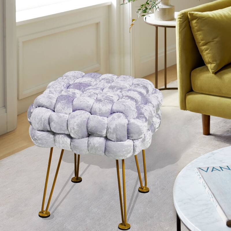 Home Soft Things Crushed Velvet Pouf Stool Ottoman