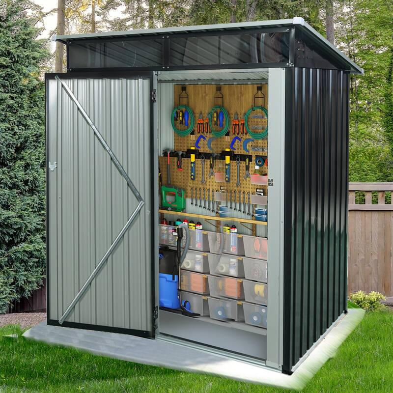5 x 3 FT Metal Storage Shed, Transparent Panel Windows, Lockable - 5ft x 3ft