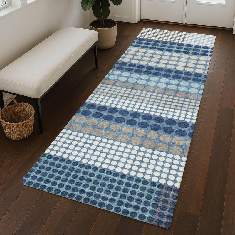 Machine Washable Indoor/ Outdoor Casual Dotty Chantille Rug