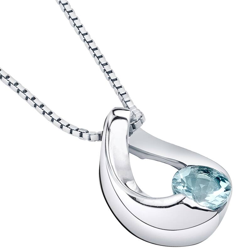0.75 ct Aquamarine Pendant in Sterling Silver