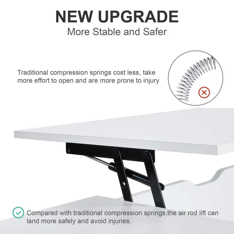 39" Lift-Top Coffee Table with Hidden Storage & Shelf – Ideal for Living Room or Reception Area‌