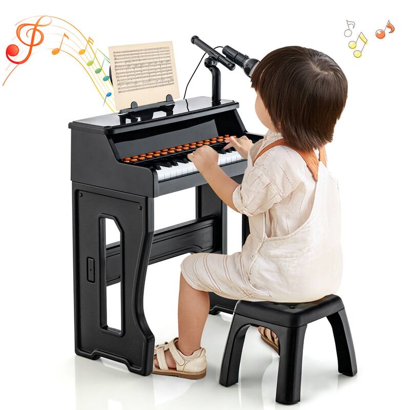 Gymax 37-Key Music Piano Keyboard Kids Learning Toy Instrument w/ - Black